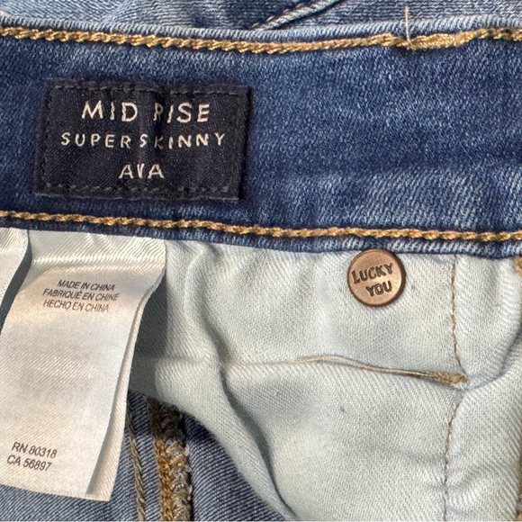 Lucky Brand Mid Rise AVA Super Skinny Denim Jeans 4/27 4 Regular 27” waist - Picture 7 of 7